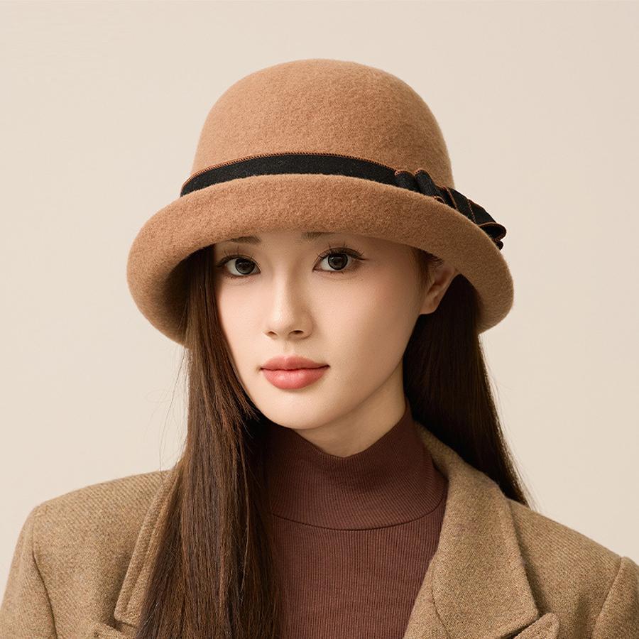 Herbst Winter Gürtel Wolle Fischerhut Damen Woll Becken Hut