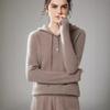 2024 Women's Cashmere Hooded Pullover: Loose Fit, Solid Color, Korean Style Autumn/Winter Sweater