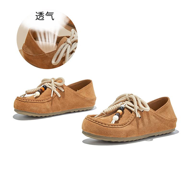 Two wear leather kangaroo shoes autumn new flat-soled women's shoes casual single shoes women's versatile small leather shoes