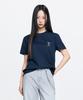 Emelbi Serif Small Lettering Logo Regular Fit Short Sleeve T-Shirt Det (Navy)