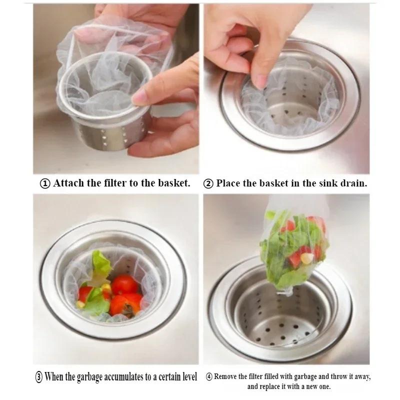 Kitchen Sink Strainer Sewer Sink Drain Floor Drain Disposable Residue Overdrain Mesh Bag Kitchen Accessories
