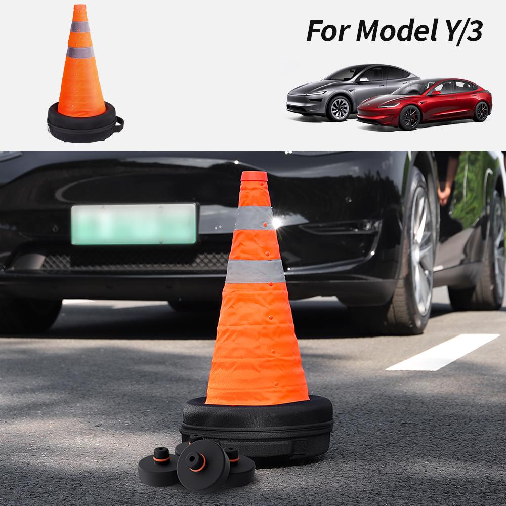 YZ Foldable Traffic Reflective Safety Cone with Lifting Jack Multi For Tesla all Model 3/Y/YL 2019-2026 Purpose Car Accessories