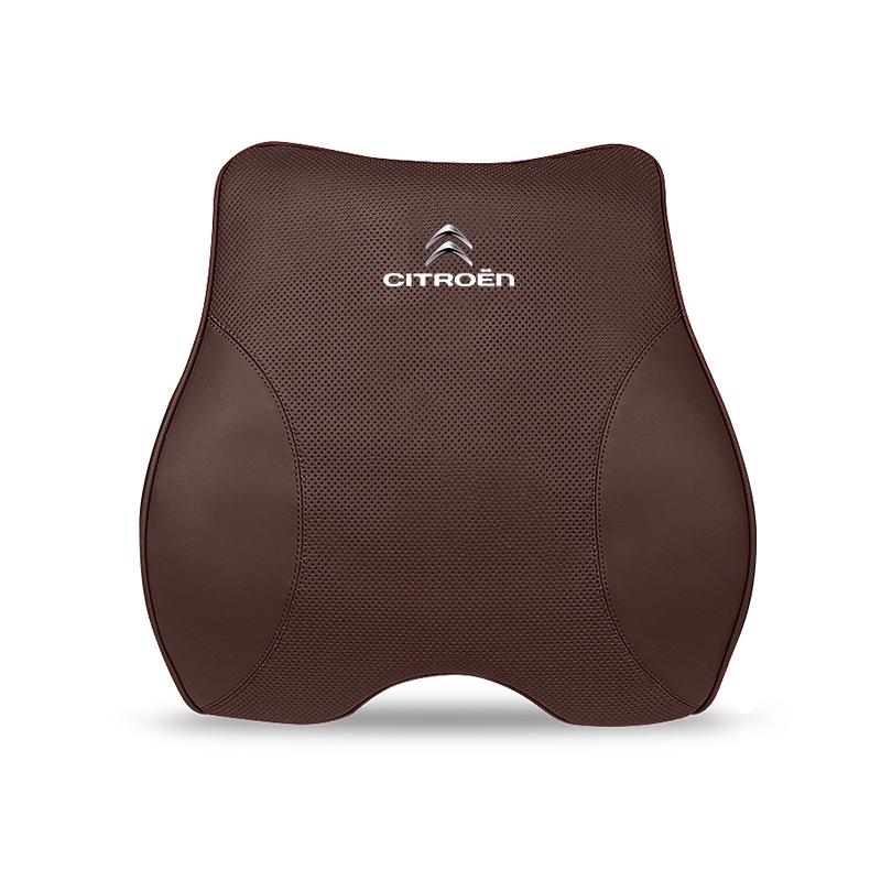 Car Leather Headrest Lumbar Support Neck Pillow Back Cushion For Citroen C5X e-C4 X e-C3 C4 C3 C5 Berlingo C-Elysee Keychain YX3
