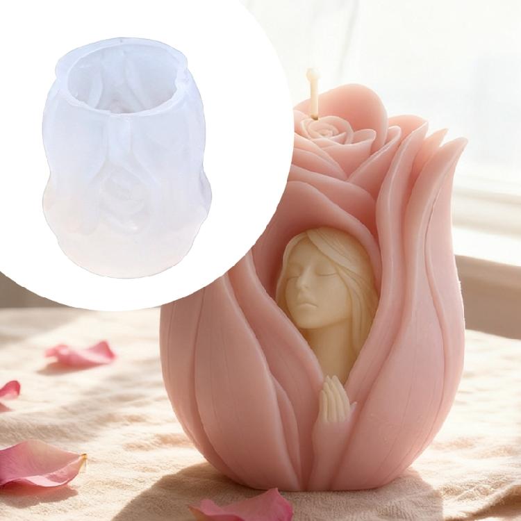 Rose Flower Lady Silicone Candle Molds For Handmade Candle Soap Chocolate Holiday Gift Home Decoration and Resin Casting