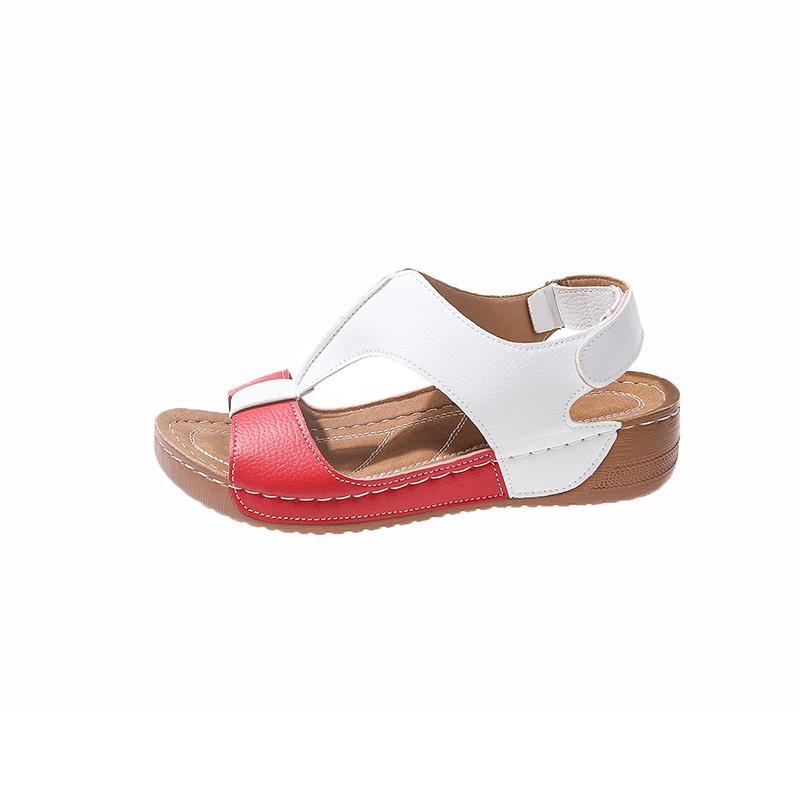 2025 Summer New Plus Size 43 Sandals Women's Wedge Platform Velcro Fish Mouth Sandals