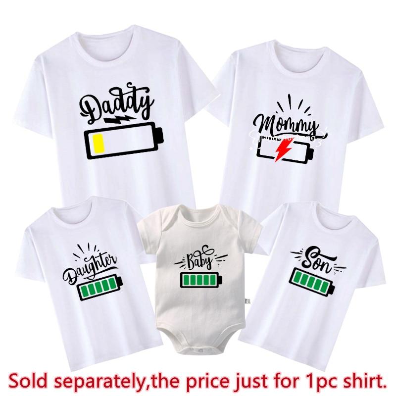 Women’s T-Shirts Summer Funny 2024 Family Matching T-Shirts Mother and Daughter Father Son Shirts Girls Boys Bodysuits Cotton Family Look Clothes