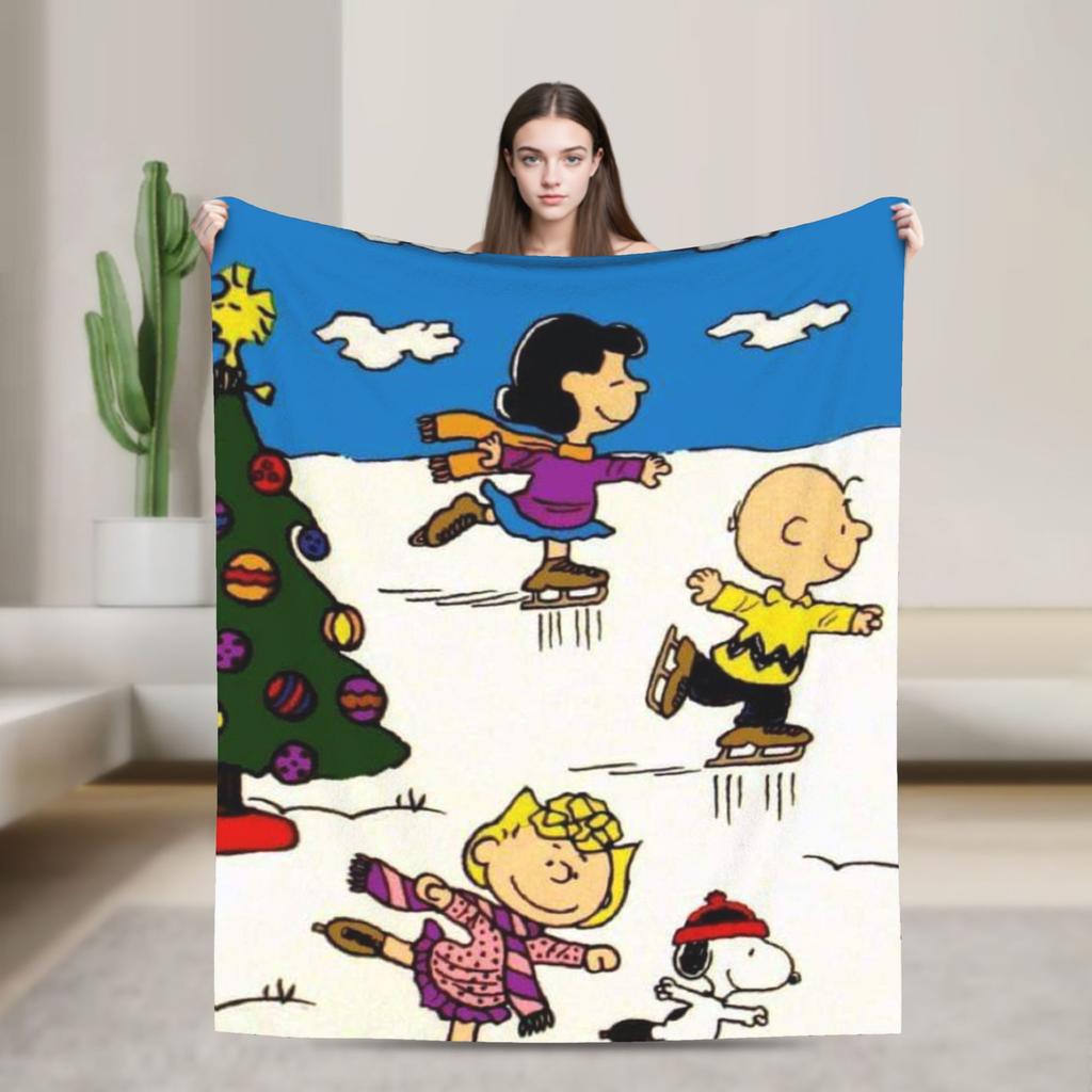 Snoopys boże narodzenie zima śnieg Akcesoria Koc Super Miękki Przytulny Koc Narzutowy do Łóżka 50x60 Calów Wielorozmiarowy Pokrowiec na Łóżko