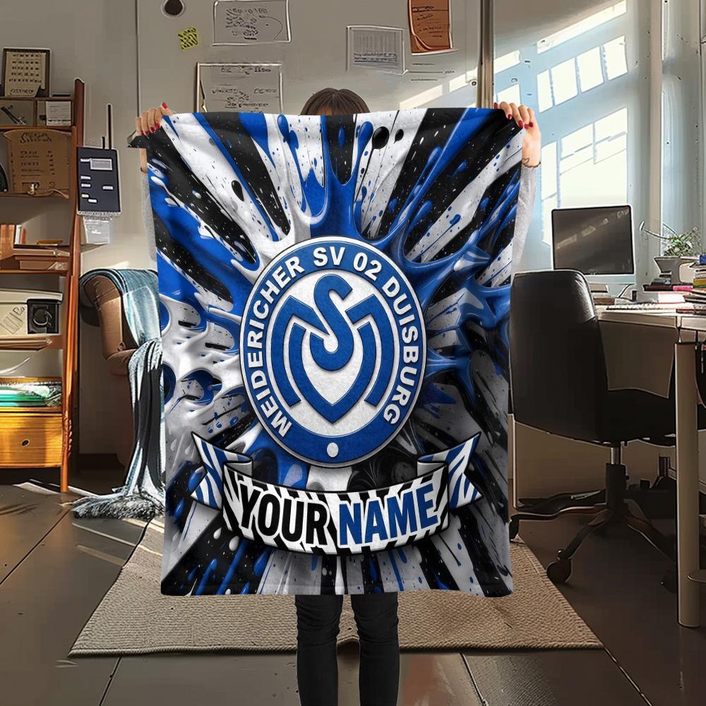 Custom Name Meidericher SV 02 Duisburg Flannel Blanket, High quality Comfortable for All Seasons, Home Decor, Warmth and Comfort