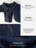 Women's Velvet-Lined Denim Shirt Jacket - Spring 2026 Topstitch Design