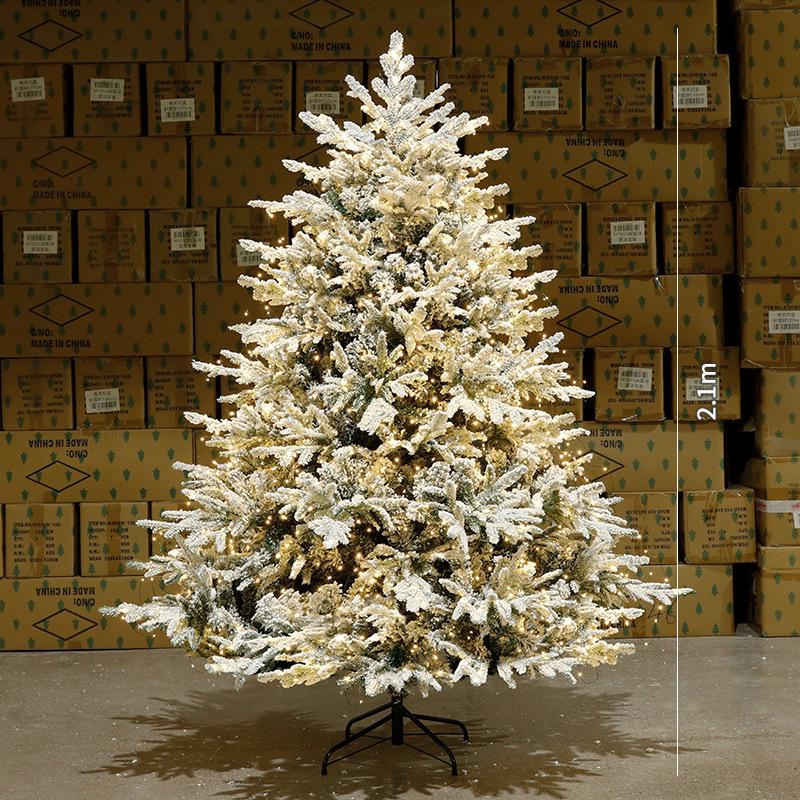 Pre-Lit Dense Christmas Tree with Snowfall Effect and Ornaments