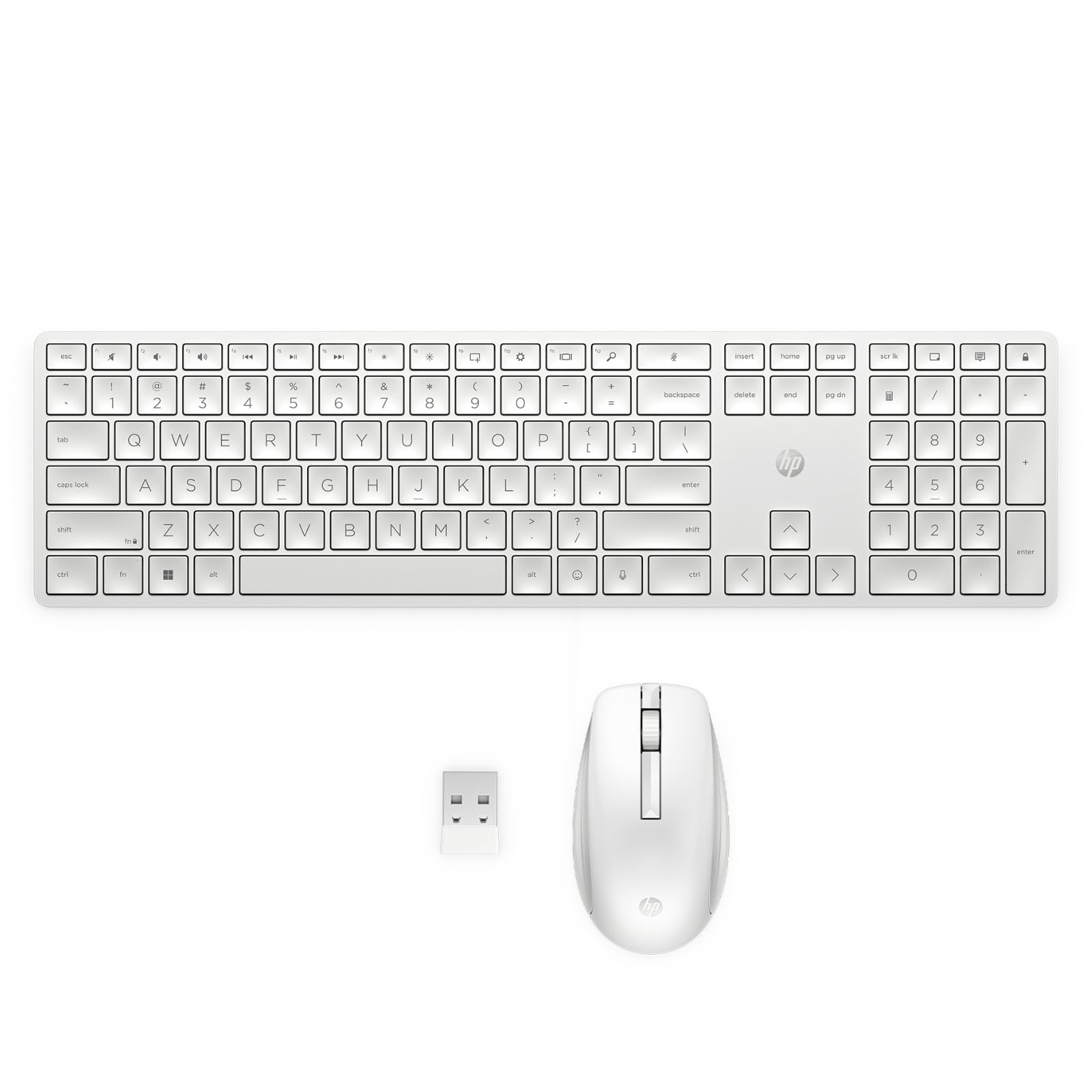 

HP 650 Wireless Keyboard and Mouse Japanese USB Wireless Mouse Compatible with Glass Customizable Keyboard Set, White, Layout, Dongle, 2.4GHz білий