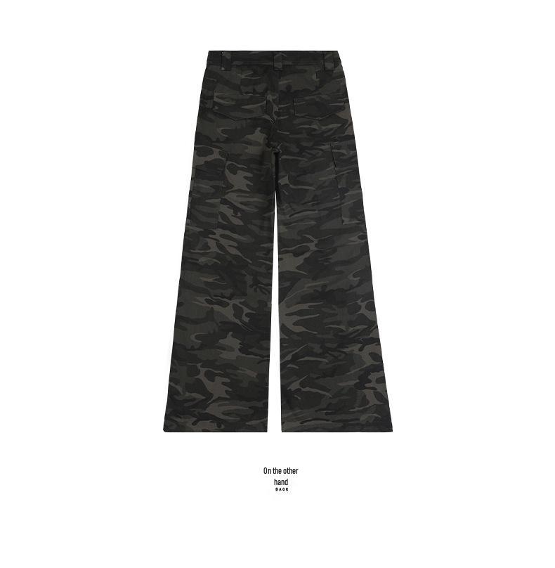 Women's American Style Spicy Camouflage Multi-Pocket Wide-Leg Jeans - Early Autumn 2025