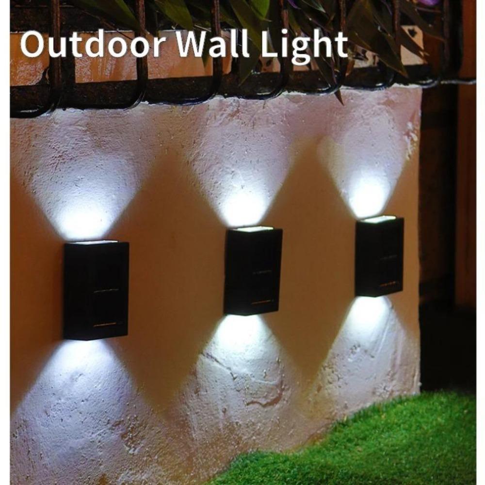 Luce solare da parete 30W 4 Pezzi per Esterno UP e Down 2 LED Lampade Solari Impermeabili Luci Solari per Recinzione per Casa Giardino Portico Balcone