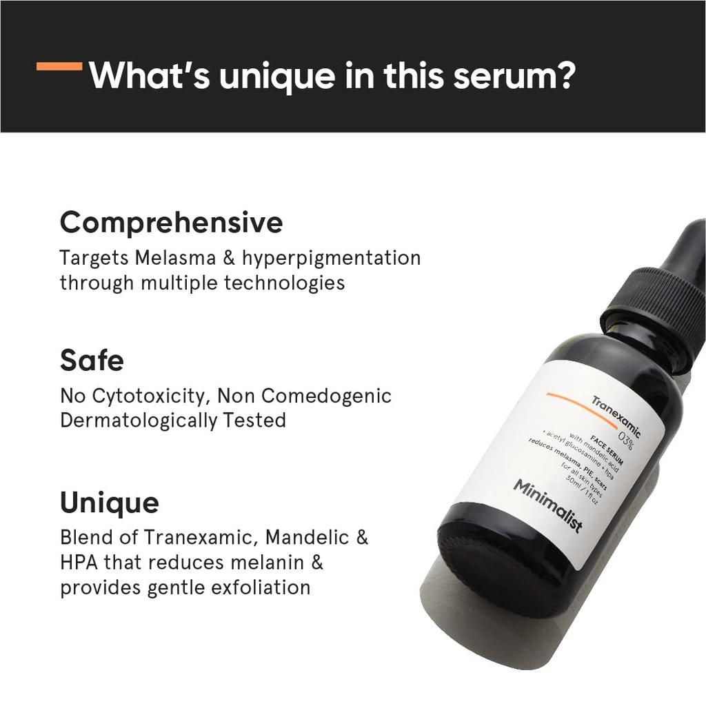 Serum do twarzy z kwasem traneksamowym 03% (30 ml), Serum do twarzy Tranexamic 03%, Minimalist