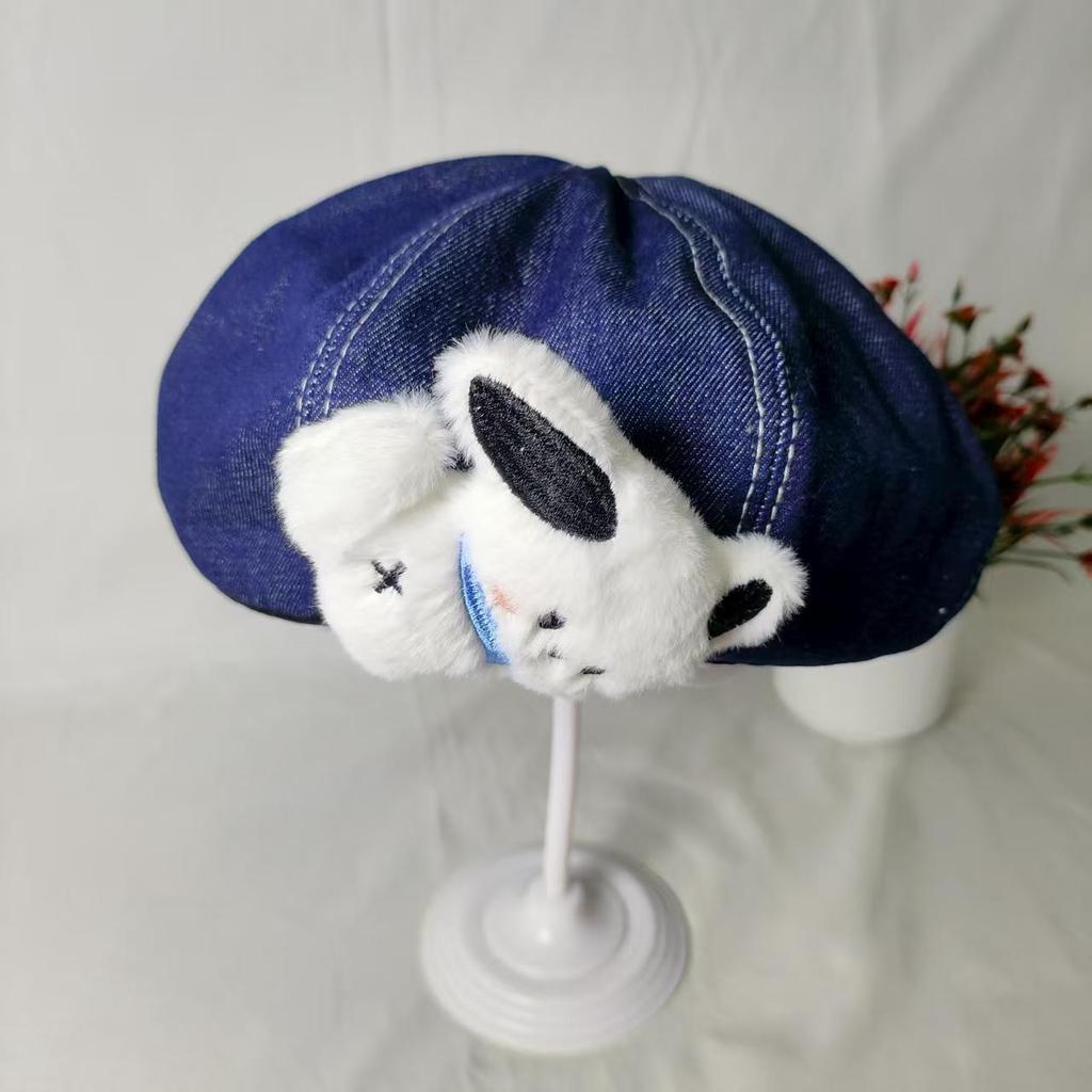 Hat female new denim beret summer versatile fashion puppy painter cloud hat showing face small spring and autumn