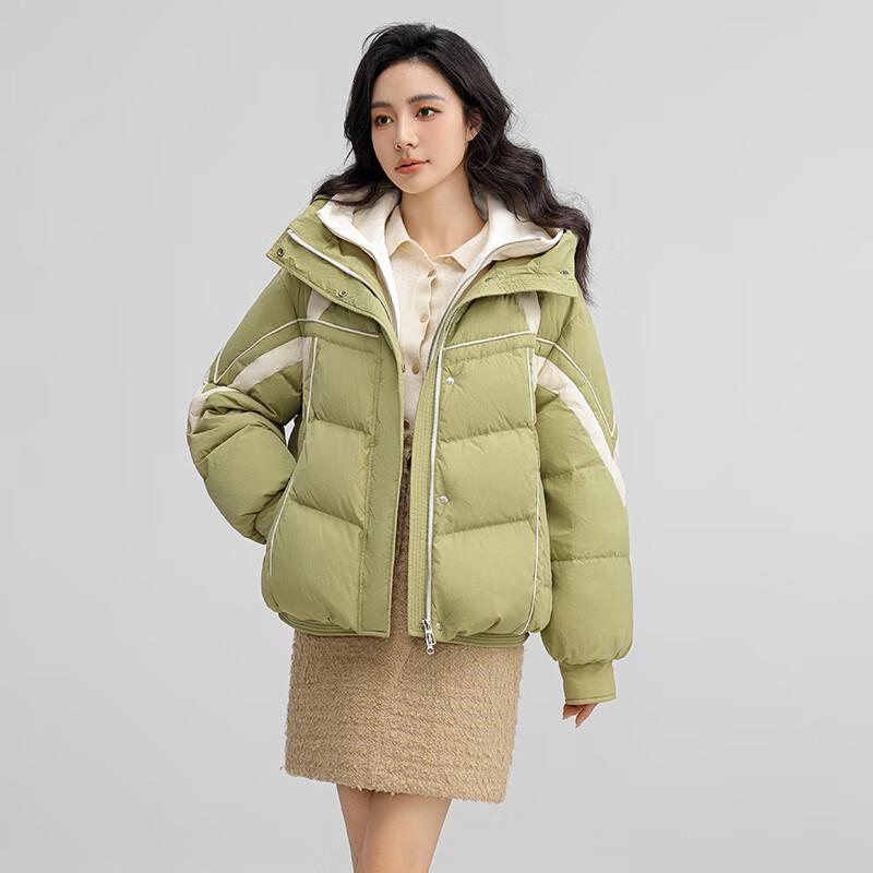 

Женский пуховик Yaya с капюшоном и цветными блоками S