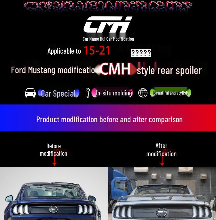 Carbon Fiber Rear Wing Roof Spoiler for 15-23 Ford Mustang - Punch-Free Installation