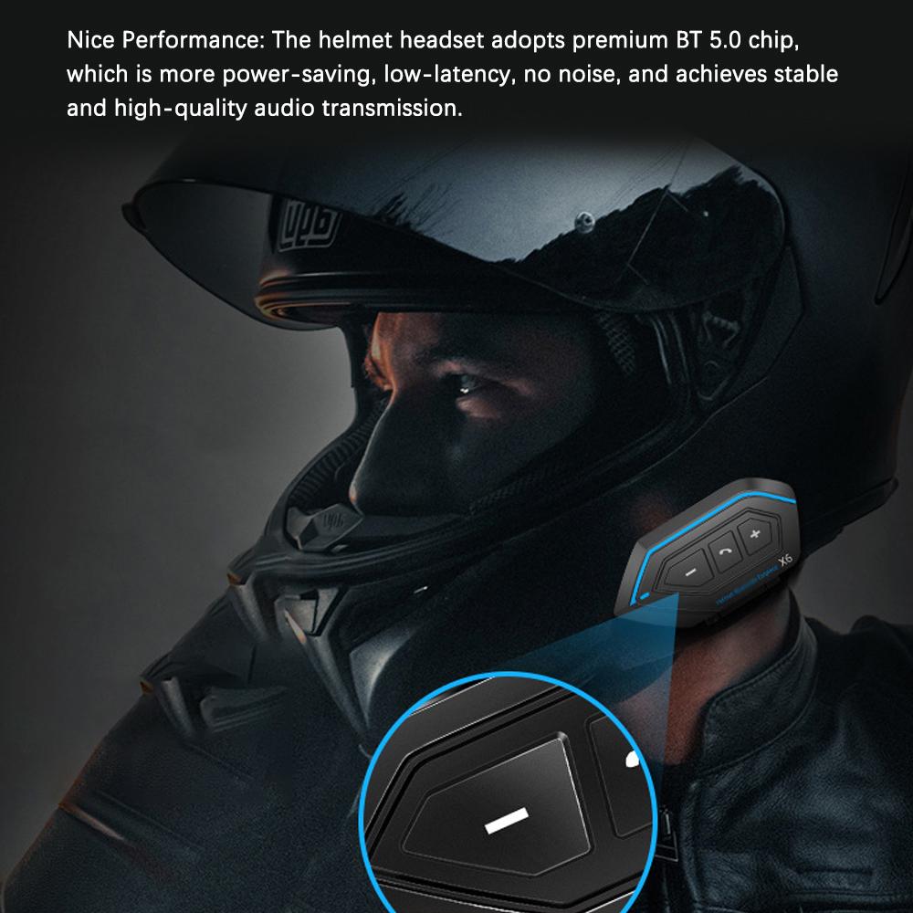 Motorcycle Helmet Headset BT5.0 Waterproof Helmet Intercom Headphone Noise Reduction Support Hands Free Calling Auto