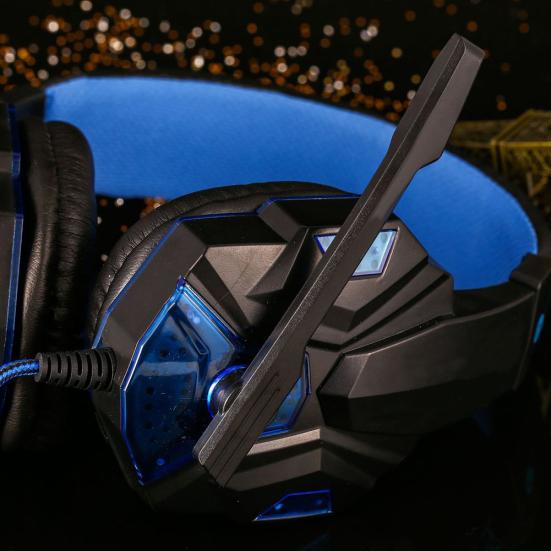 LED Light Soft Ear Muff Adjustable Over-ear PC Notebook Gaming Wired Headset