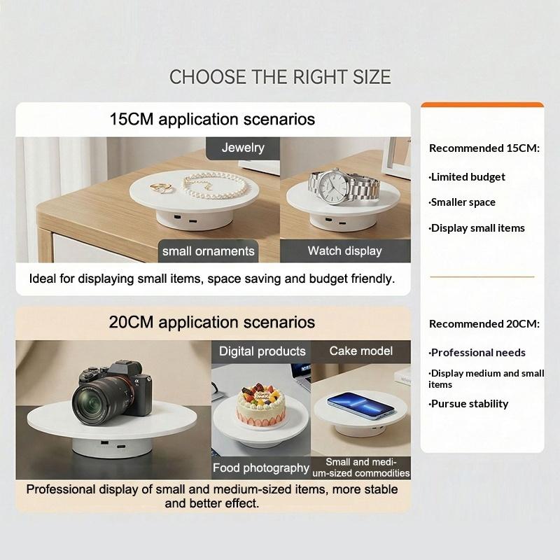 Electric 360° Rotating Display Turntable 15/20cm Stand for Jewelry Small Product Shooting Showcase