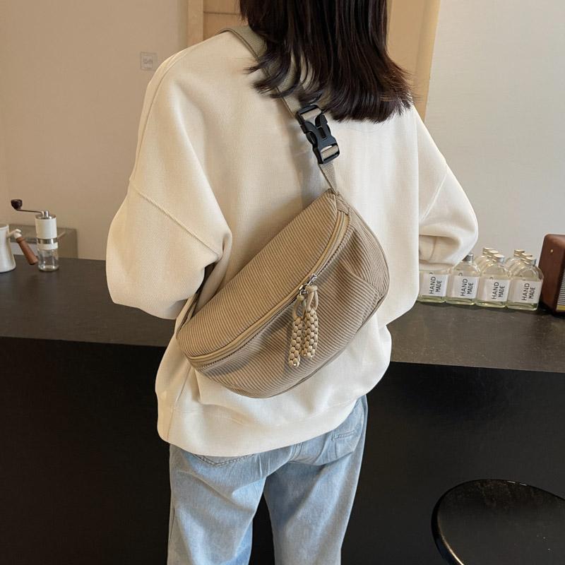 Corduroy Chest Bag Women's Underarm Bag Shoulder Bag Commuter Crossbody Bag