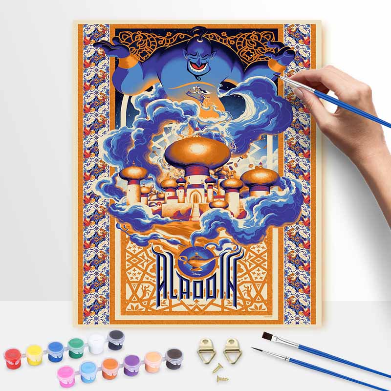 Disney Aladdin Genie Oil Paint by Numbers Painting Kit Handmade Diy Home Decor Gifts Adult Canvas Art Relaxing Creative Hobby Leisure
