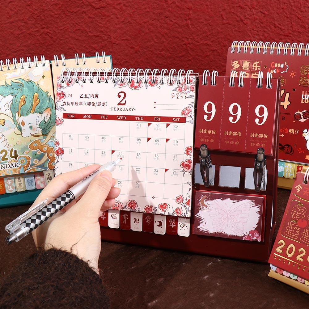 Agenda Organizer Desktop Calendar Daily Schedule Standing Flip Calendar 2024 Calendar  Organizing