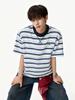 Men's Striped Short Sleeve T-Shirt Casual Crew Neck Tee Summer Loose Fit Hip Hop Streetwear Top