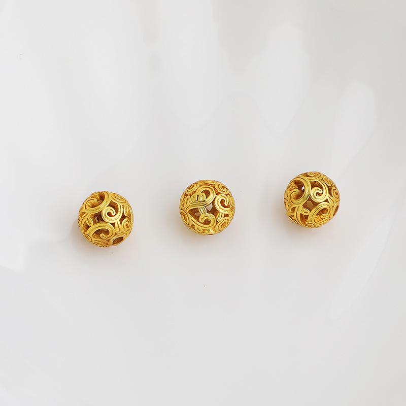 Gold-Plated 7mm Auspicious Cloud Filigree Beads for DIY Braiding and Beading