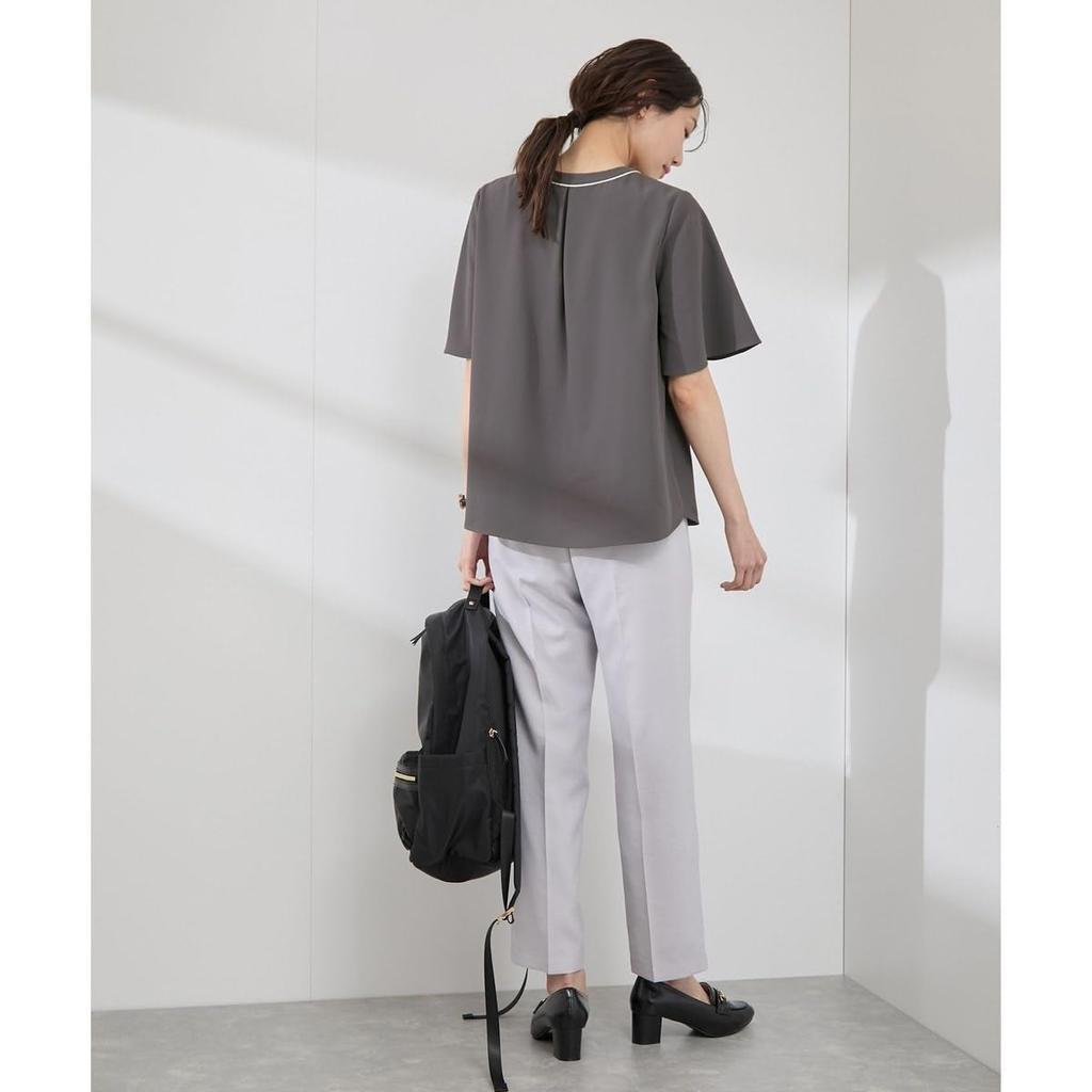 ROPE PICNIC Blouse Half Sleeve White [WEB-EXCLUSIVE SIZE] Color-Coordinated Bowtie-Style Blouse/Commuter-Friendly, Women's, (12)