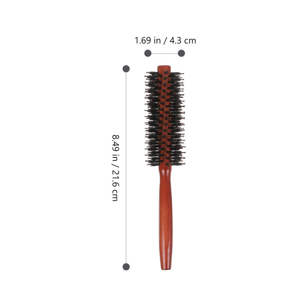 Professional Boar Bristle Nylon Round Hair Brush for Blow Drying Straightening Curling Styling Spiral Design Wooden Handle