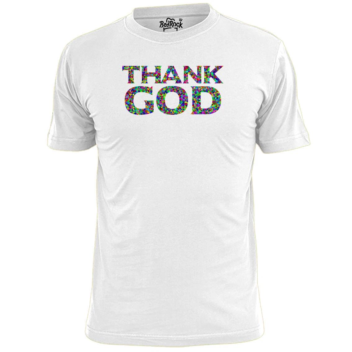 Mens Thank God Polygon T shirt Christ Religion Jesus L