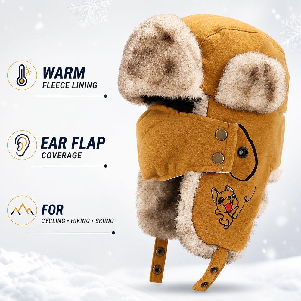 Waterproof Earflap Hat Faux Fur Lining Bomber Hat New Trapper Hat Winter Outdoor Wear