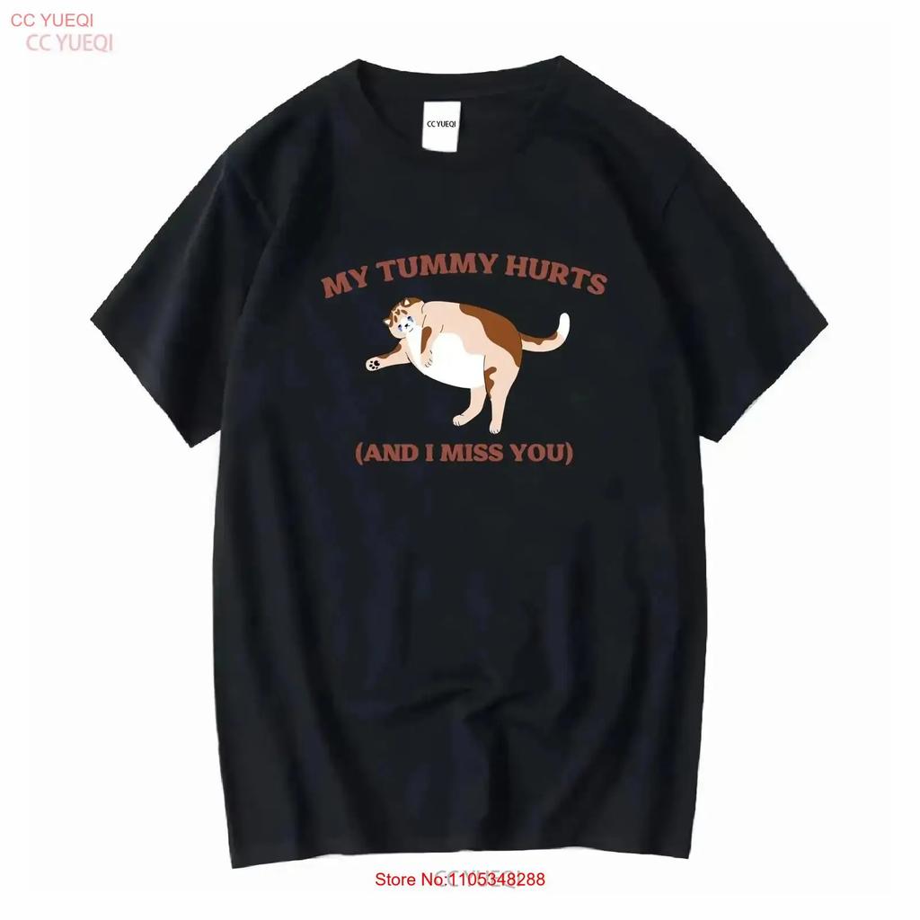 Mijn Buik Pijn Doezelige Kat T-shirt Stad Vintage Grappig Humor Uniek Idee Trendy Bijzonder Grappig Ontwerp Grafisch