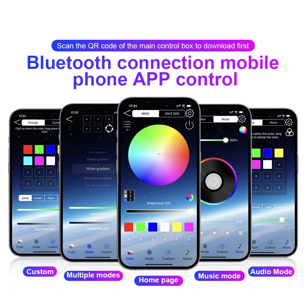 LED Symphony Ambient Lights RGBIC Car Interior Decor Light Strip App Control Music Sync Light Strip Decorations Atmosphere Lamp