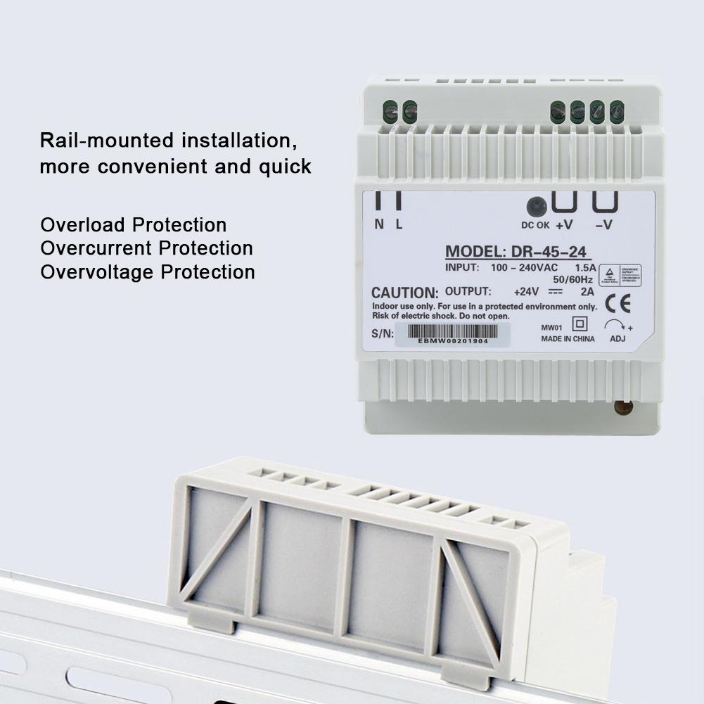 DR 45 24 45W Single Output 24V Din Rail Power Supply AC DC Switching Power Supply