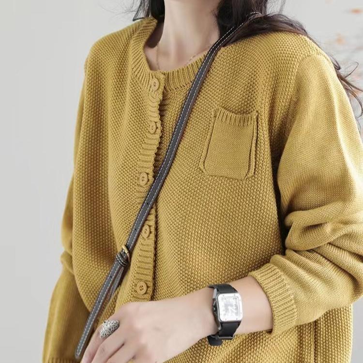 Knitted Cardigan Women's Autumn and Winter Sweater Coat Korean-style Laid-back Sweater Coat