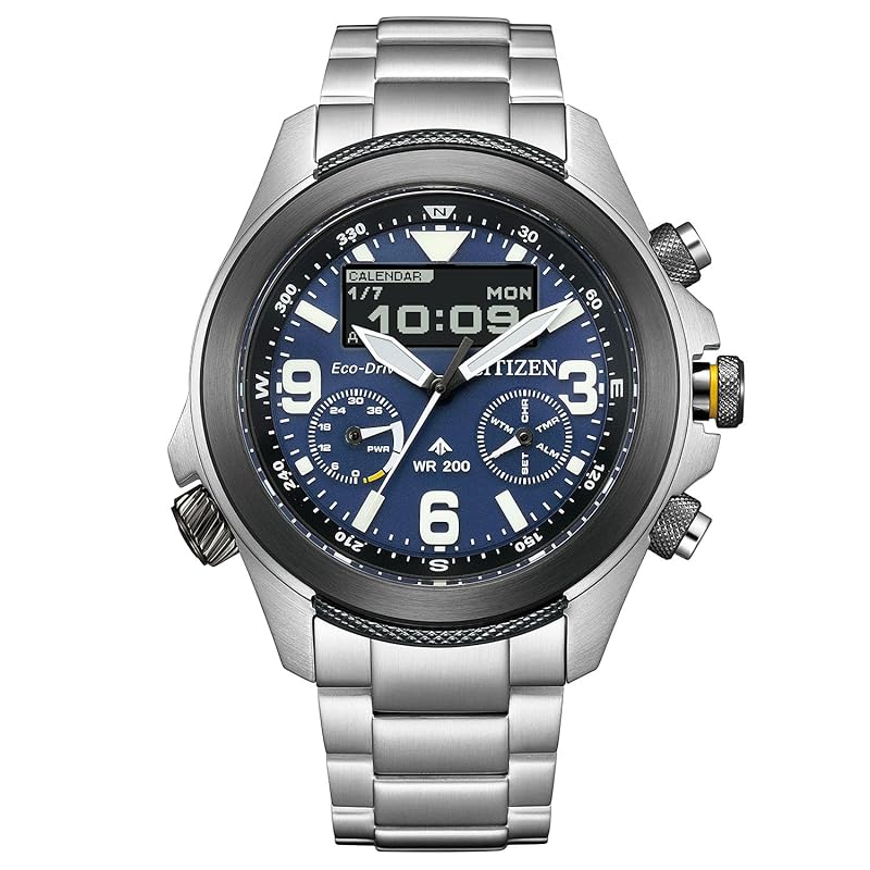 

[Citizen] годинник pro master Photovoltaic eco-drive водонепроникний серія LAND Ana-Digi темно-синій JV1006-51L чоловічий срібний