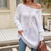 IHUASU Damen Herbst- und Wintermode Einfarbig Knopf Seilstrick Lockerer Pullover