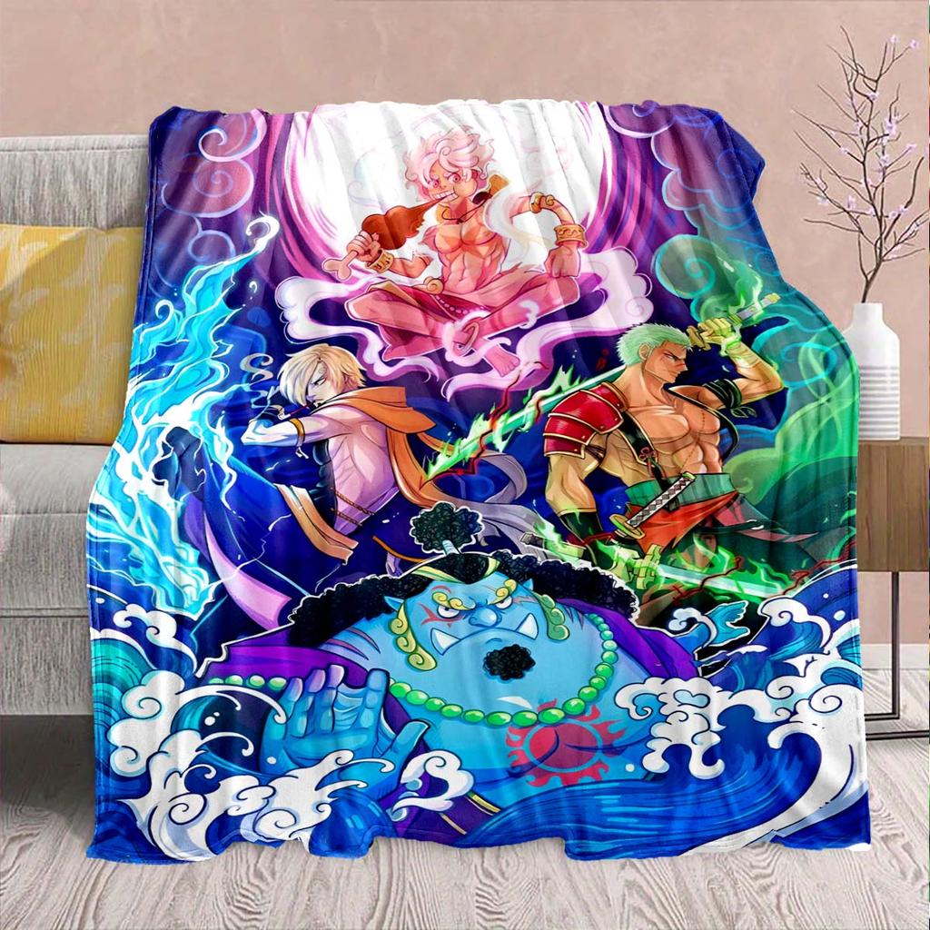 One Piece Anime Flannel Blanket - Soft Warm Perfect for Sofa, Bedding Camping Travel Office Home Decor -QJY