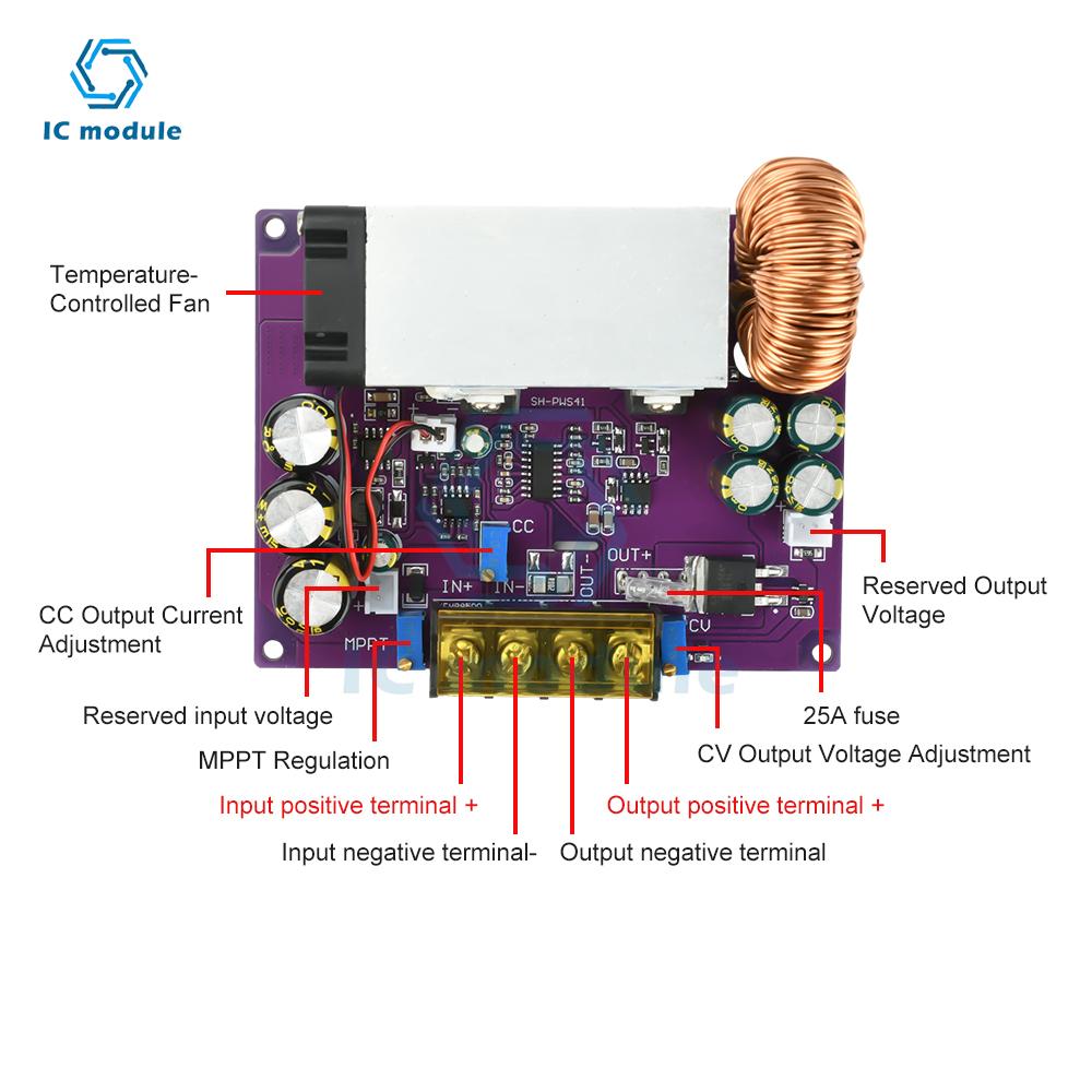 MPPT Solar-Laderegler DC 18-90V 800W Einstellbares Step-Down-Modul für Lithium-Batteriespeicher in Solaranlagen