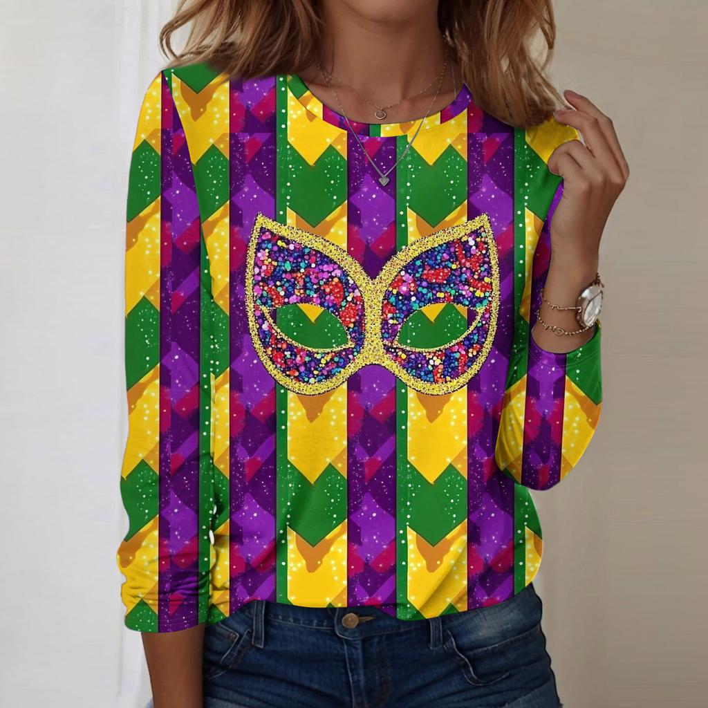 Langarmshirts für Damen, niedlicher Aufdruck, Grafik-T-Shirts, Blusen, lässig, Übergröße, Basic-Tops, Pullover