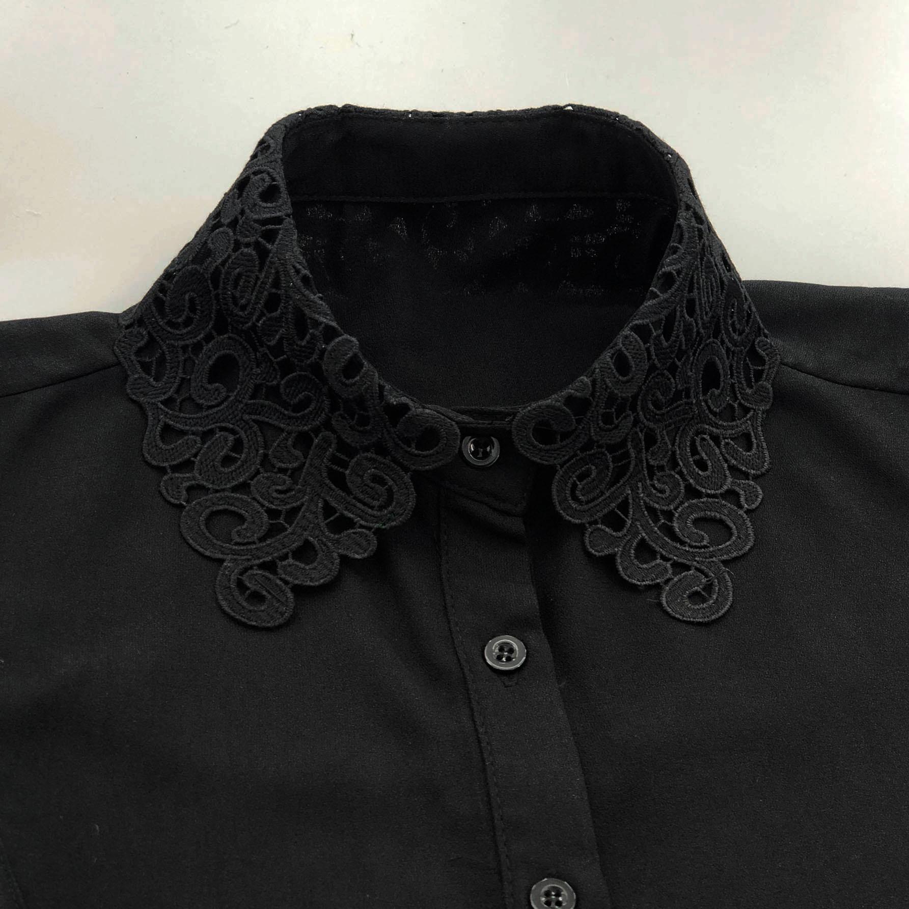 

Oriole Hongyuan Retro Водорастворимый Цветок Вены Универсальная Рубашка Поддельный Воротник Женская Горячая Распродажа чёрный