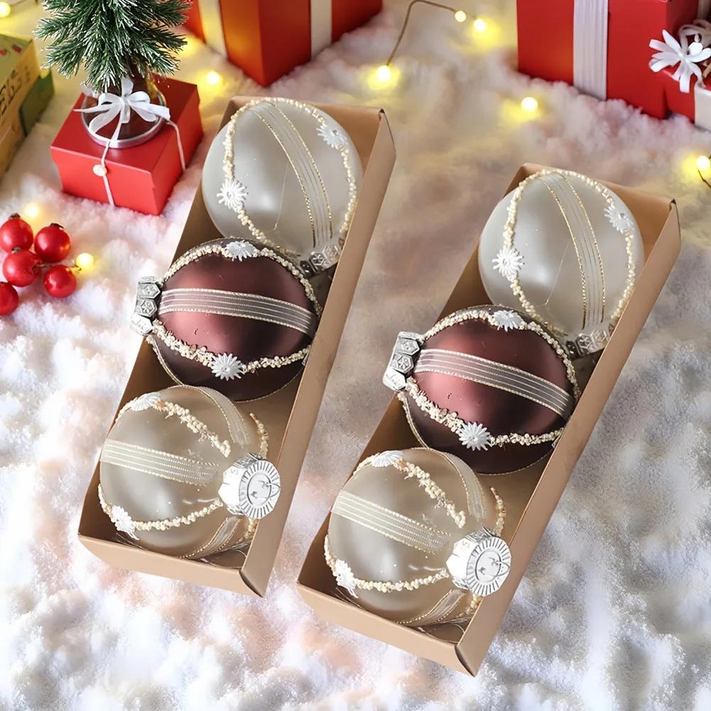 3pcs 8cm Christmas Balls Christmas Tree Hanging Decoration Ornaments Christmas Party Decorations Supply