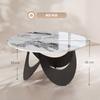Coffee Table Sintered Stone Top Adjustable Foot Pads Modern Centre Table for Living Room White and Black
