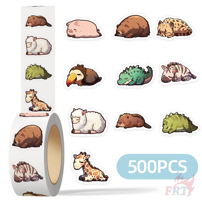 500Pcs/Roll Sleeping Animals Series 02 Kids Rewards Stickers - DIY Scrapbooks Album Decor Sealing Label Decals