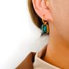 Edelstahl Hohe Qualität Grün Geometrisch Kristall Hängende Ohrringe für Damen Retro Mode Creolen Smaragd Schmuck Zubehör Geschenk