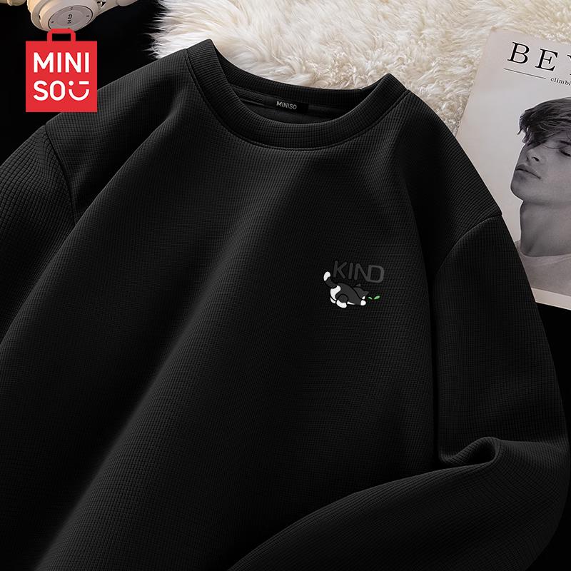 

MINISO Men s Heavyweight Thermal Waffle Knit Long Sleeve T-Shirt M