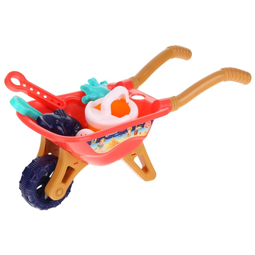 Children's Sandbox Sand Set Wheelbarrow Watering Can Molds - Orange