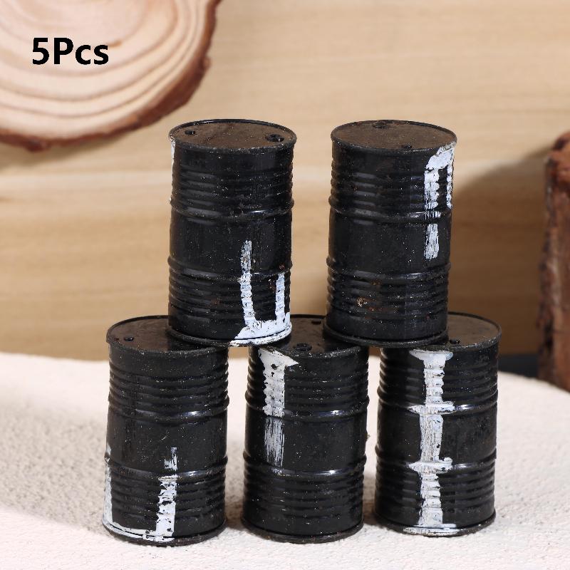

5Pcs Miniature Vintage Oil Bucket Model Weathered Plastic Fuel Drum For Diorama Sand Table Diy Scene Layout Decoration 5Pcs Black